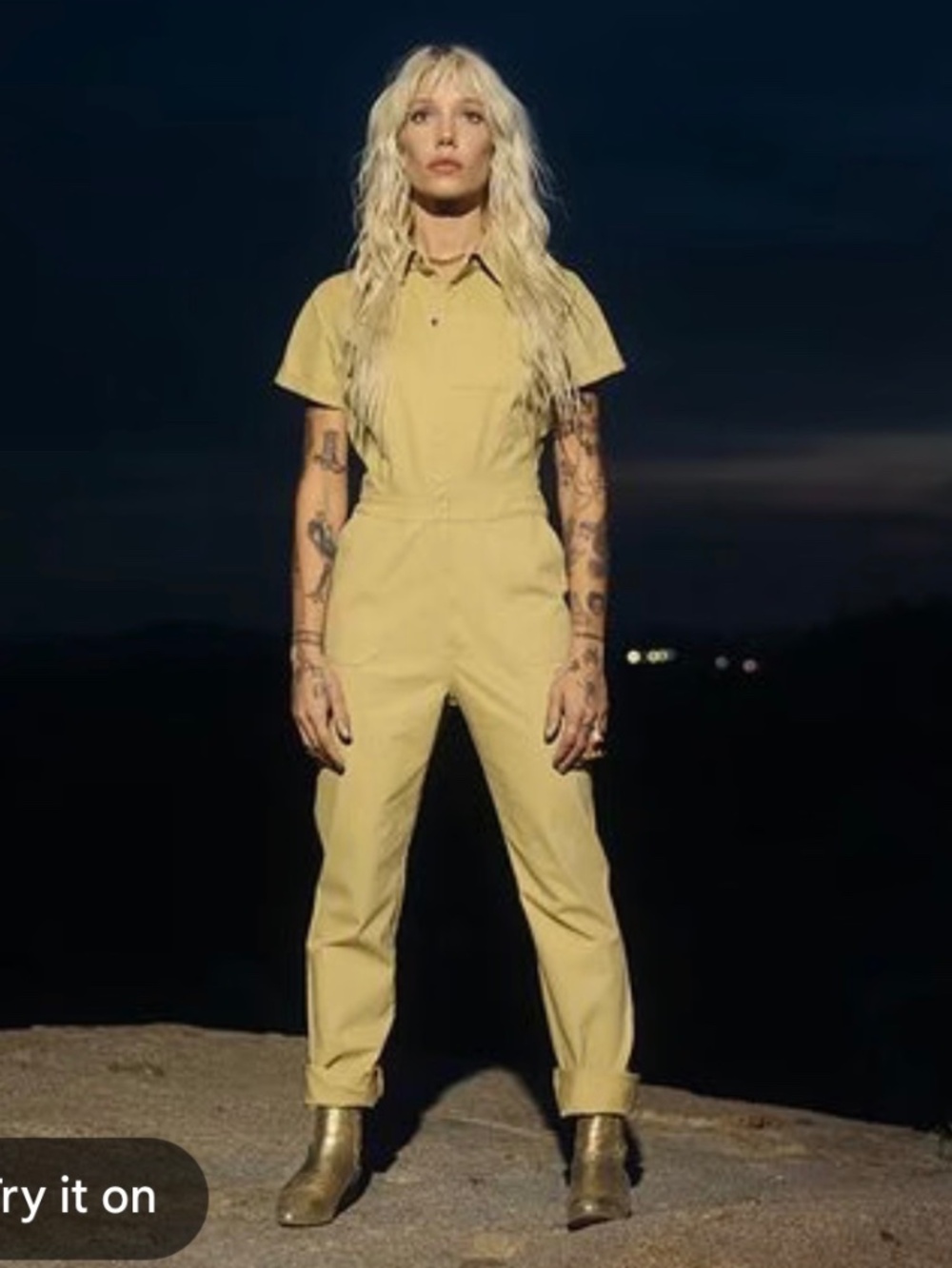 ATWYLD Pit Crew Jumpsuit Coveralls Khaki Gold Short Sleeve